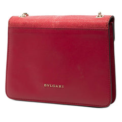 ブルガリ セルペンティ フォーエバー 斜め掛け チェーン ショルダーバッグ ワインレッド レザー レディース BVLGARI 【中古】