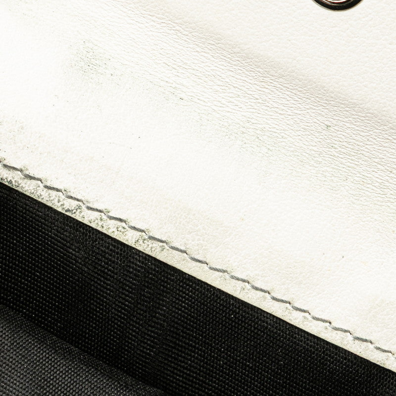 プラダ 二つ折り財布 ホワイト ブラック レザー レディース PRADA 【中古】