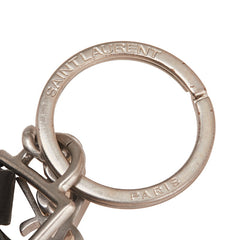 サンローラン ロゴ キーリング ブラック メタル レザー レディース SAINT LAURENT 【中古】