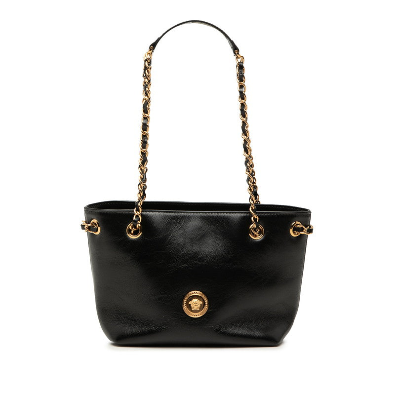 ヴェルサーチェ メデューサ チェーン ショルダーバッグ ブラック レザー レディース VERSACE 【中古】