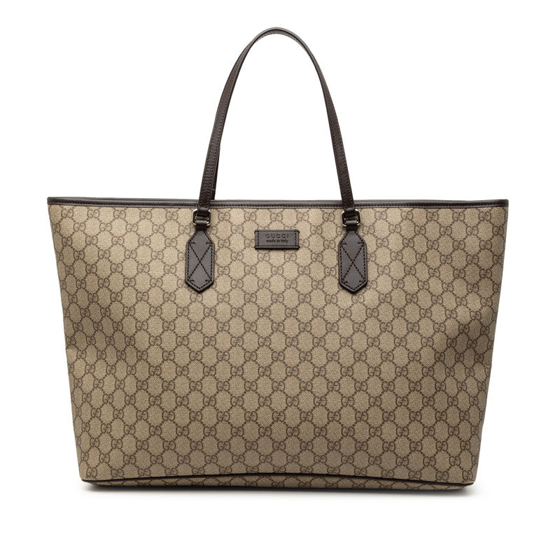 グッチ GGスプリーム トートバッグ 406403 ベージュ ダークブラウン PVC レザー メンズ GUCCI 【中古】