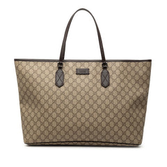 グッチ GGスプリーム トートバッグ 406403 ベージュ ダークブラウン PVC レザー メンズ GUCCI 【中古】