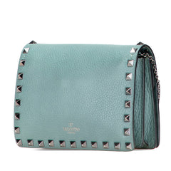 ヴァレンティノ ロックスタッズ チェーン ショルダーバッグ グリーン レザー レディース VALENTINO 【中古】