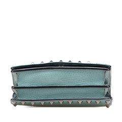 ヴァレンティノ ロックスタッズ チェーン ショルダーバッグ グリーン レザー レディース VALENTINO 【中古】