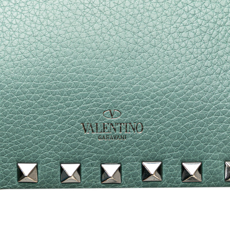 ヴァレンティノ ロックスタッズ チェーン ショルダーバッグ グリーン レザー レディース VALENTINO 【中古】
