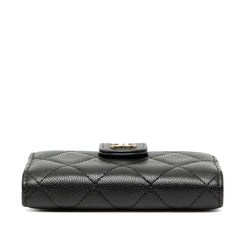 シャネル マトラッセ ココマーク カードケース コインケース ブラック キャビアスキン レディース CHANEL 【中古】