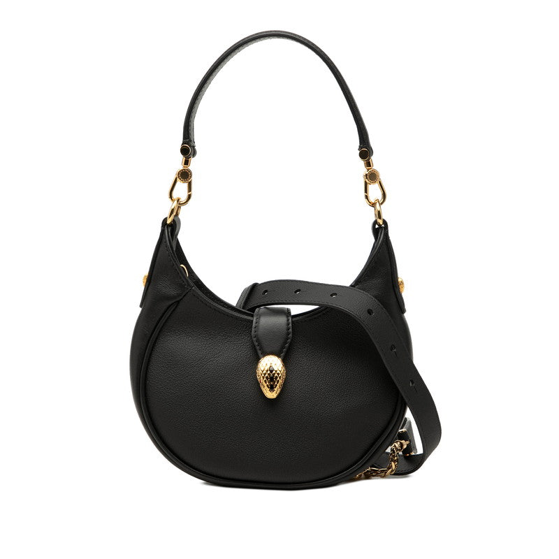 ブルガリ セルペンティ エリプス ハンドバッグ チェーン ショルダーバッグ 2WAY ブラック レザー レディース BVLGARI 【中古】