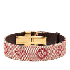 ルイ ヴィトン モノグラム ミニ グッドラックブレス ブレスレット M64459 ベージュ レッド キャンバス レザー レディース LOUIS VUITTON 【中古】