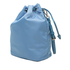 プラダ 三角ロゴプレート Re-Nylon 巾着 ポーチ ハンドバッグ ブルー ナイロン レディース PRADA 中古