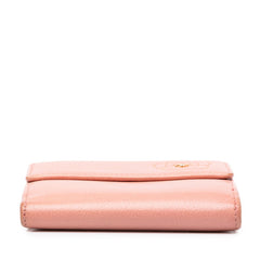 シャネル ココマーク カメリア 二つ折り財布 ピンク ゴールド レザー レディース CHANEL 中古