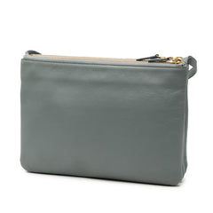 セリーヌ トリオ 斜め掛け ショルダーバッグ グレー レザー レディース CELINE 【中古】