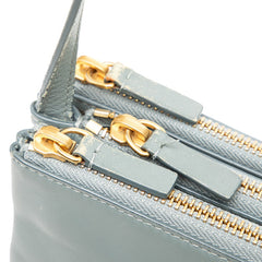セリーヌ トリオ 斜め掛け ショルダーバッグ グレー レザー レディース CELINE 【中古】