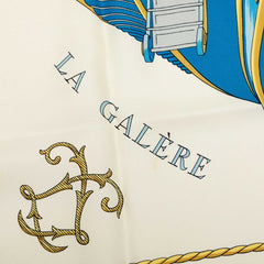 エルメス カレ90 VUE DU CARROSSE DE LA GALERE LA REALE クイーン戴冠式 スカーフ ブルー マルチカラー シルク レディース HERMES 中古