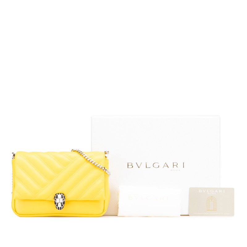 ブルガリ セルペンティ チェーン ショルダーバッグ イエロー レザー レディース BVLGARI 【中古】