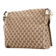 グッチ GGキャンバス ショルダーバッグ メッセンジャーバッグ 146236 ベージュ ホワイト キャンバス レザー レディース GUCCI 【中古】