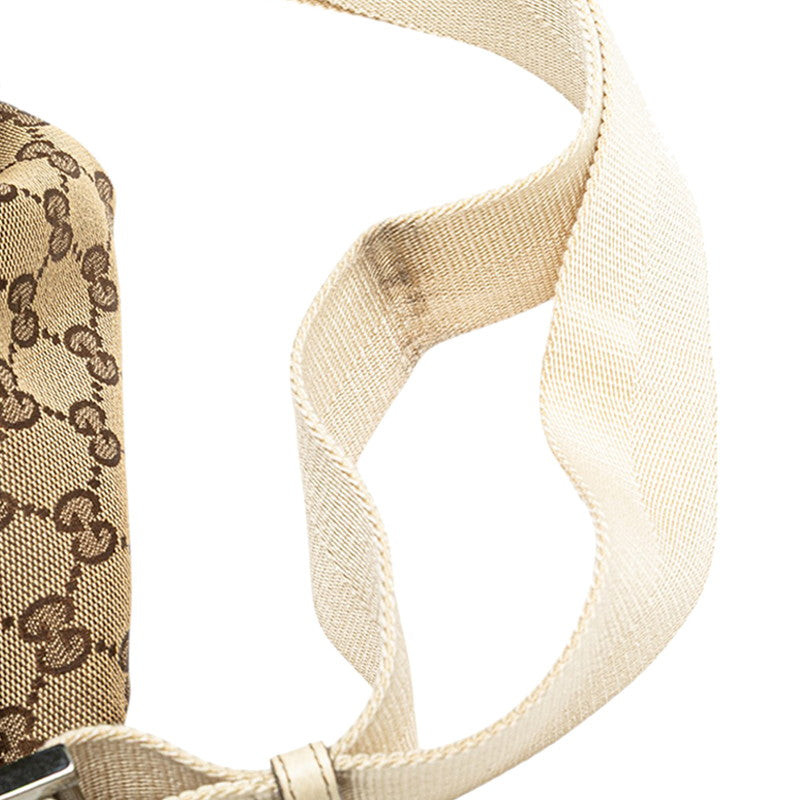 グッチ GGキャンバス ショルダーバッグ メッセンジャーバッグ 146236 ベージュ ホワイト キャンバス レザー レディース GUCCI 【中古】