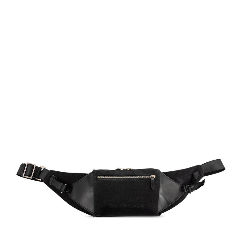 バレンシアガ ロゴ ウエストバッグ ボディバッグ 433625 ブラック キャンバス レザー メンズ BALENCIAGA 【中古】