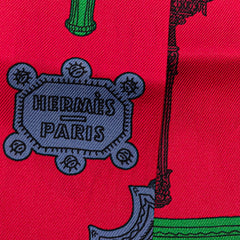 エルメス ツイリー Merveilleuses Lanternes スカーフ レッド マルチカラー シルク レディース HERMES 【中古】