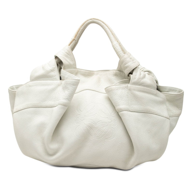 ロエベ アナグラム ナッパアイレ ハンドバッグ ホワイト レザー レディース LOEWE 【中古】