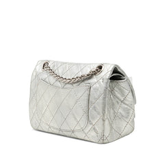 シャネル マトラッセ 2.55 ダブルフラップ チェーン ショルダーバッグ シルバー レザー レディース CHANEL 【中古】