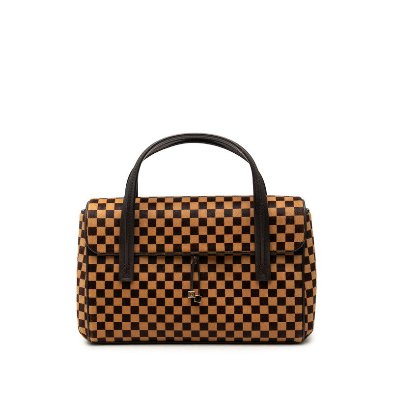 ルイ ヴィトン ダミエ ソバージュ ライオン ハンドバッグ M92131 ベージュ ブラウン ハラコ レザー レディース LOUIS VUITTON 中古