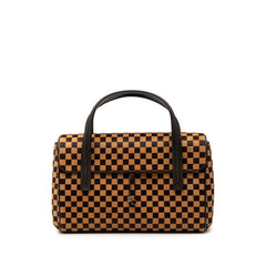ルイ ヴィトン ダミエ ソバージュ ライオン ハンドバッグ M92131 ベージュ ブラウン ハラコ レザー レディース LOUIS VUITTON 中古