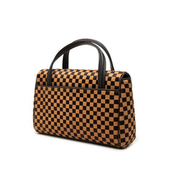 ルイ ヴィトン ダミエ ソバージュ ライオン ハンドバッグ M92131 ベージュ ブラウン ハラコ レザー レディース LOUIS VUITTON 中古