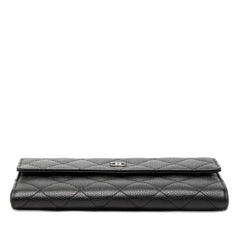 シャネル マトラッセ ココマーク 長財布 ブラック キャビアスキン レディース CHANEL 【中古】