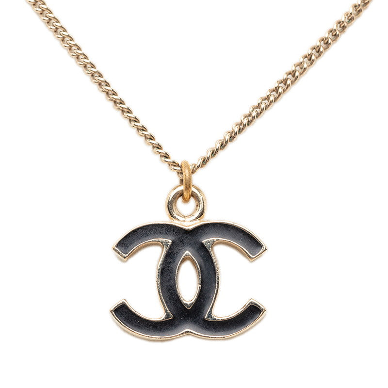 シャネル ヴィンテージ ココマーク ネックレス ゴールド ブラック メッキ レディース CHANEL 【中古】