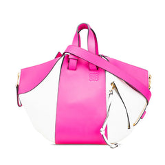 ロエベ アナグラム ハンモック スモール ハンドバッグ ショルダーバッグ 2WAY ホワイト ピンク レザー レディース LOEWE 【中古】