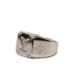 ルイ ヴィトン モノグラム シグネットリング 指輪 #M M62487 シルバー メタル メンズ LOUIS VUITTON 【中古】