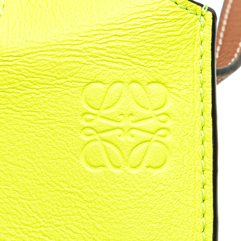 ロエベ ゲートポケット スマイル ウインク 斜め掛け ショルダーバッグ イエロー ブラウン レザー レディース LOEWE 【中古】