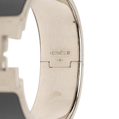 エルメス クリッククラックH PM ブレスレット シルバー グレー メタル エナメル レディース HERMES 中古