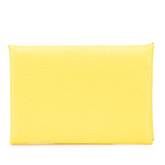 エルメス カルヴィ コインケース ライム イエロー シェーブル レディース HERMES 【中古】