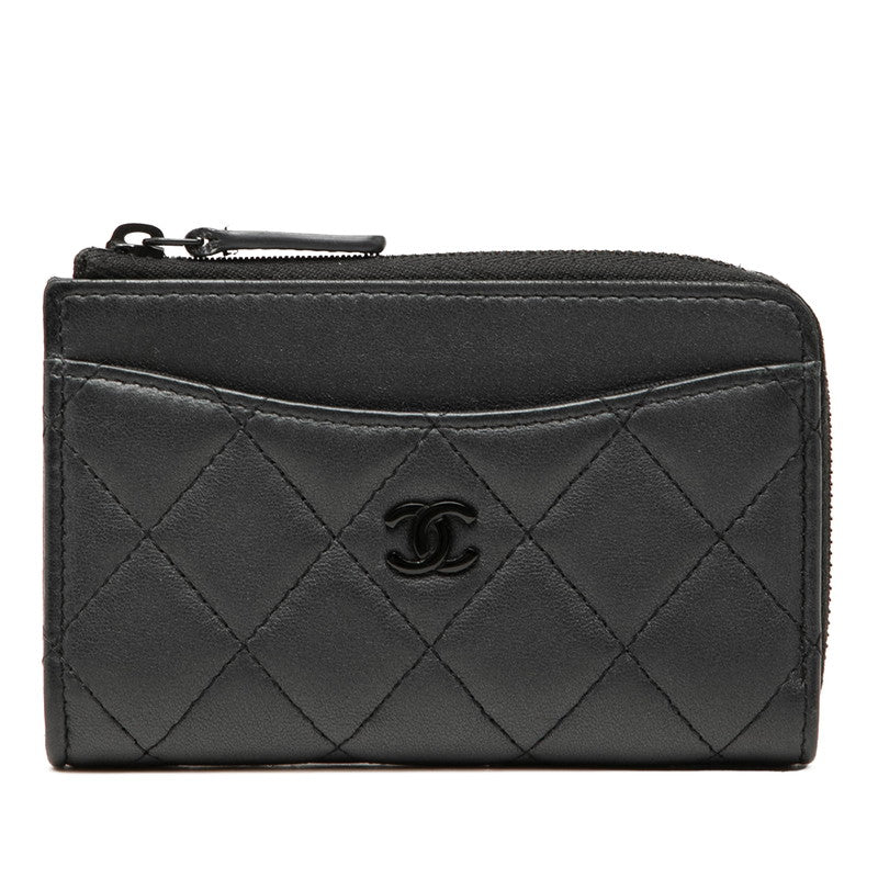 シャネル ココマーク クラシック フラグメントケース カードケース AP3179 ダークグレー ラムスキン レディース CHANEL 中古
