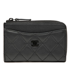 シャネル ココマーク クラシック フラグメントケース カードケース AP3179 ダークグレー ラムスキン レディース CHANEL 中古