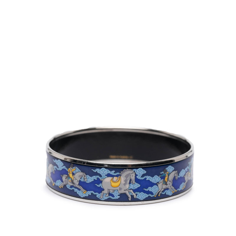 エルメス エマイユGM 馬 モチーフ バングル シルバー ブルー マルチカラー メタル レディース HERMES 【中古】