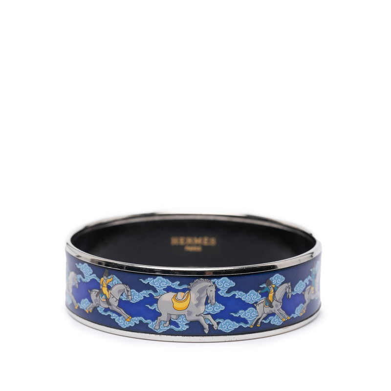 エルメス エマイユGM 馬 モチーフ バングル シルバー ブルー マルチカラー メタル レディース HERMES 【中古】