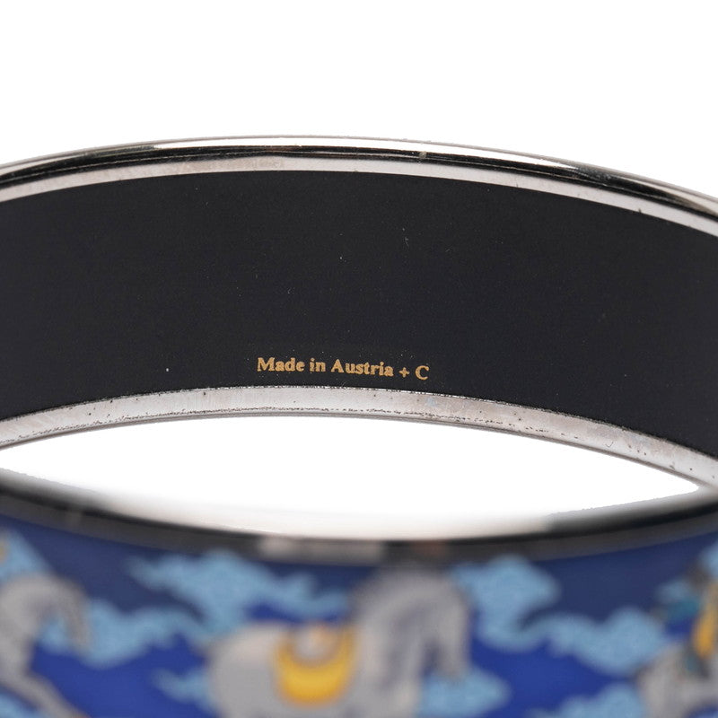 エルメス エマイユGM 馬 モチーフ バングル シルバー ブルー マルチカラー メタル レディース HERMES 【中古】