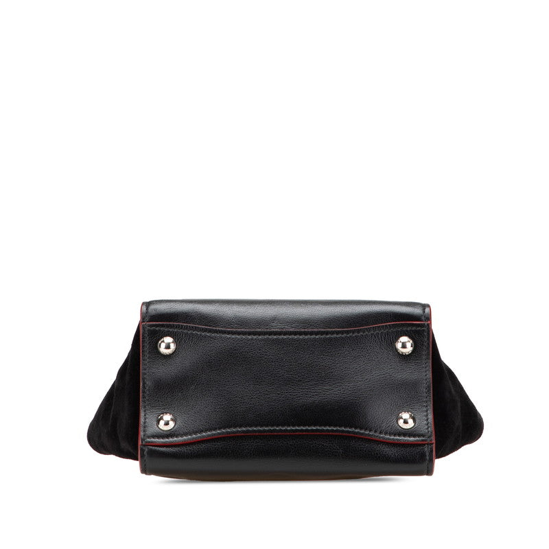 プラダ ハンドバッグ ショルダーバッグ 2WAY 1BA025 ブラック レッド レザー スウェード レディース PRADA 【中古】