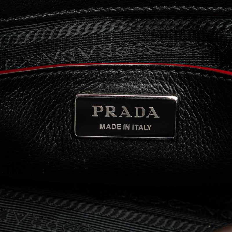 プラダ ハンドバッグ ショルダーバッグ 2WAY 1BA025 ブラック レッド レザー スウェード レディース PRADA 【中古】