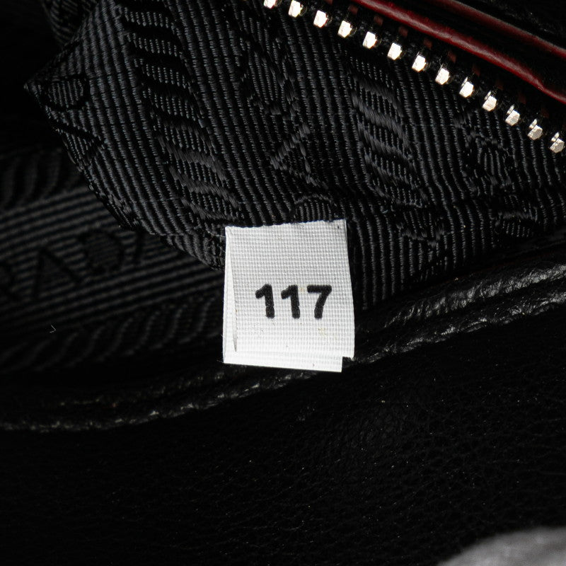 プラダ ハンドバッグ ショルダーバッグ 2WAY 1BA025 ブラック レッド レザー スウェード レディース PRADA 【中古】