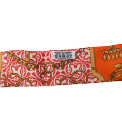 エルメス ツイリー MORS ET GOURMETTES 馬銜と鎖 スカーフ オレンジ ゴールド マルチカラー シルク レディース HERMES 【中古】