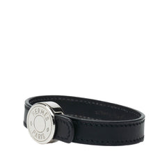 エルメス セリエ ルーピング ブレスレット ブラック シルバー金具 レザー メタル レディース HERMES 【中古】