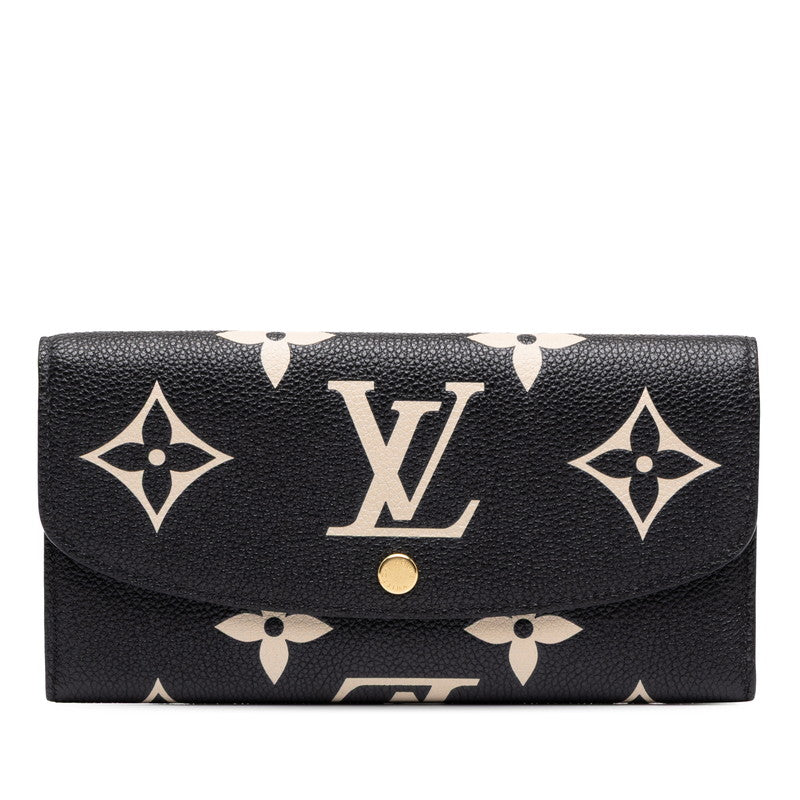 ルイ ヴィトン モノグラム アンプラント ポルトフォイユ エミリー 長財布 M83138 ブラック レザー レディース LOUIS VUITTON 中古