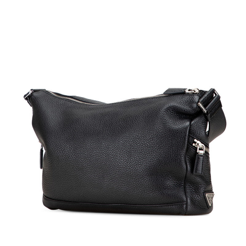 プラダ トライアングルロゴ 斜め掛け ショルダーバッグ 2VH165 ブラック レザー レディース PRADA 【中古】