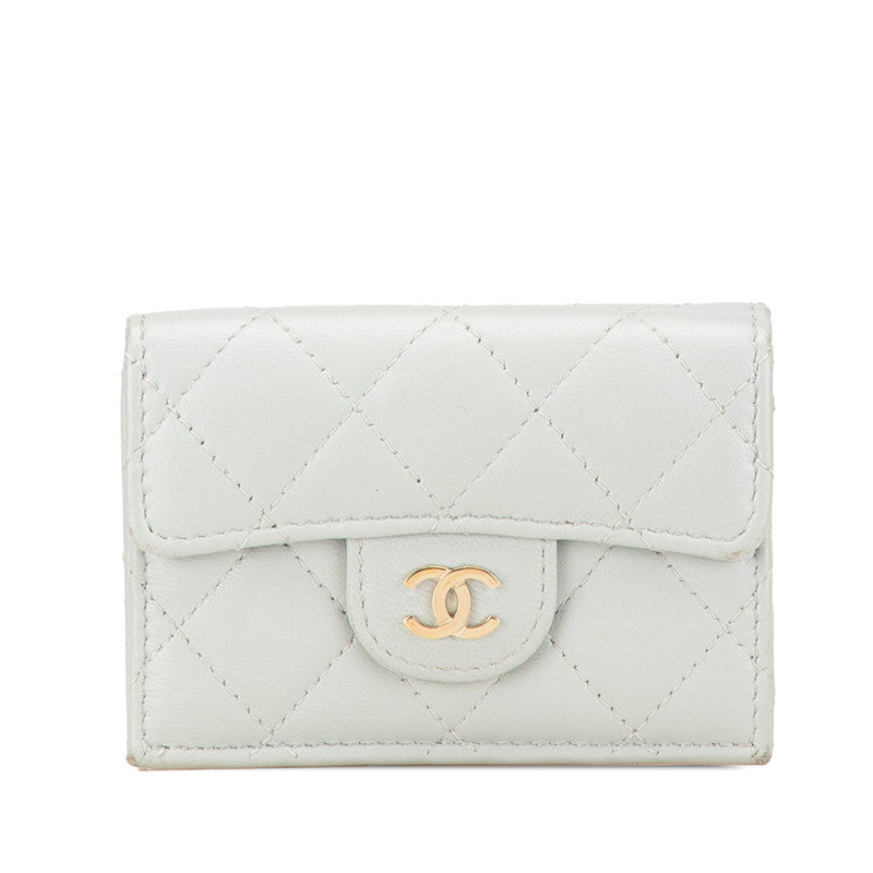 シャネル マトラッセ クラシック スモール フラップ ウォレット 三つ折り財布 AP0231 グレー ラムスキン レディース CHANEL 【中古】