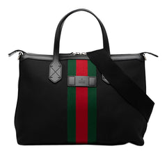 グッチ シェリーライン ハンドバッグ ショルダーバッグ 2WAY 630923 ブラック キャンバス レザー レディース GUCCI 【中古】