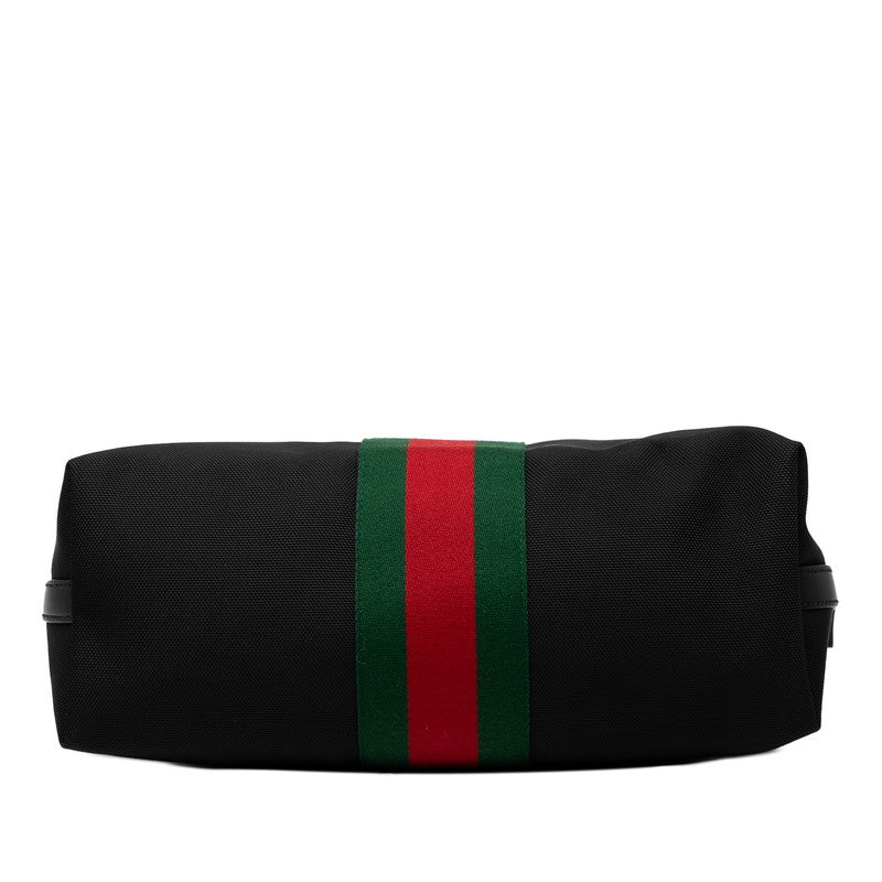 グッチ シェリーライン ハンドバッグ ショルダーバッグ 2WAY 630923 ブラック キャンバス レザー レディース GUCCI 【中古】