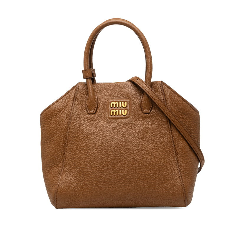 ミュウミュウ ヴィッテロダイノ ハンドバッグ ショルダーバッグ 2WAY ブラウン レザー レディース MIUMIU 【中古】